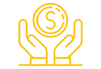 אייקון ידיים עם דולר צהוב