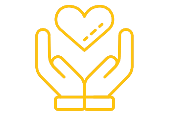 אייקון ידיים עם לב צהוב